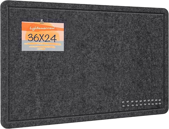 Bulletin Board, 36 x 24 inches Felt Board - Decorative Pin Board, Cork Board Alternative for Wall, 3' x 2' Foldable Picture Board Self-Adhesive Vision Board Prayer Board with 20 Pushpins - Dark Gray-DeskLoop Office
