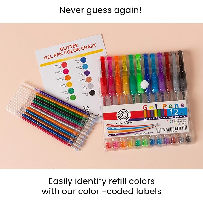 OfficeGoods Brown Earth Gel Pens with Refills – Adult Coloring Journaling Art – Medium 0.8-1.0mm Tips – Non-Toxic Gel Pens Set – Quick Dry Smudge-Free 24 Pack Colors-DeskLoop Office