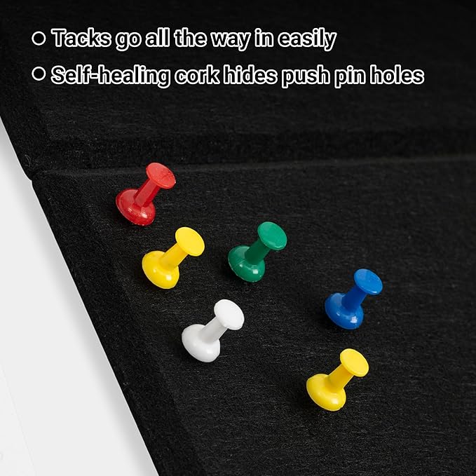 AKTOP Black Cork Bulletin Board 24"x36", 6 Pack Removable Felt Cork Board Tiles for Wall, Large 2 x 3 Bulletin Board Notice Pin Board for Office, School & Home, 24 Safe Adhesive Tabs, 20 Pushpins-DeskLoop Office