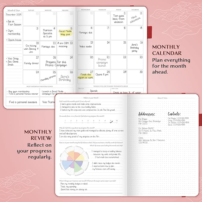 Legend Planner PRO – Deluxe Weekly & Monthly Life Planner to Increase Productivity and Hit Your Goals. Time Management Organizer Notebook – Undated – 7 x 10" Hardcover + Stickers – Red-DeskLoop Office