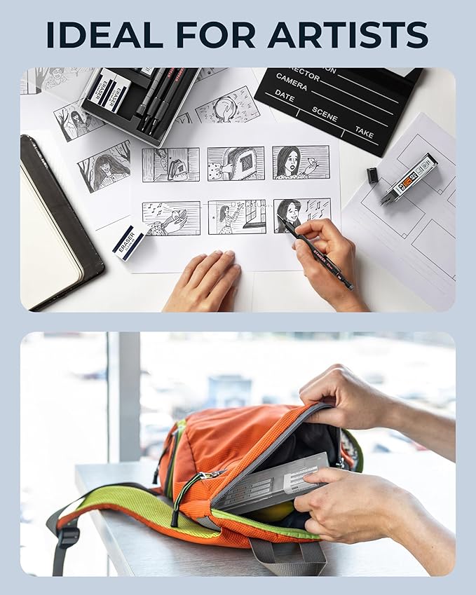 Mechanical Pencils 0.7mm with Case, Metal Weatherproof Body Outdoor Artist Mechanical Pencil with 120 PCS HB & 2B Lead Refills, Eraser, for Writing Drafting Drawing and Sketching-DeskLoop Office