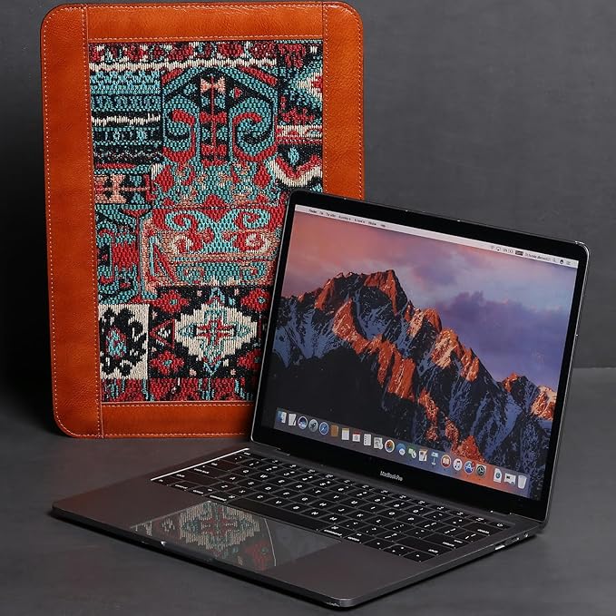 13-13.3 Inch Laptop Sleeve Compatible With MacBook Pro 13 M2(2022) M1(2021) Genuine Leather Laptop Case, Laptop Cover Compatible With MacBook Air 13 M3 M2 M1(2020) Laptop Protective Pouch,Brown