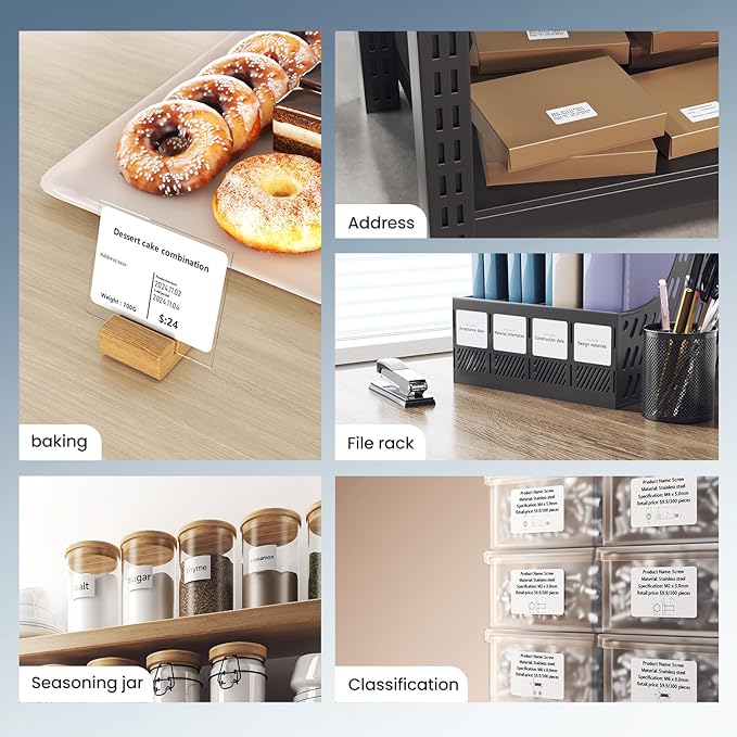 CLABEL Thermal Label Maker Machine: 221B Bluetooth Label Maker Machine with Tape Mini Sticker Printer Barcode Printer Compatible with Smartphone with 1 Roll 40x30mm Label (Blue)-DeskLoop Office