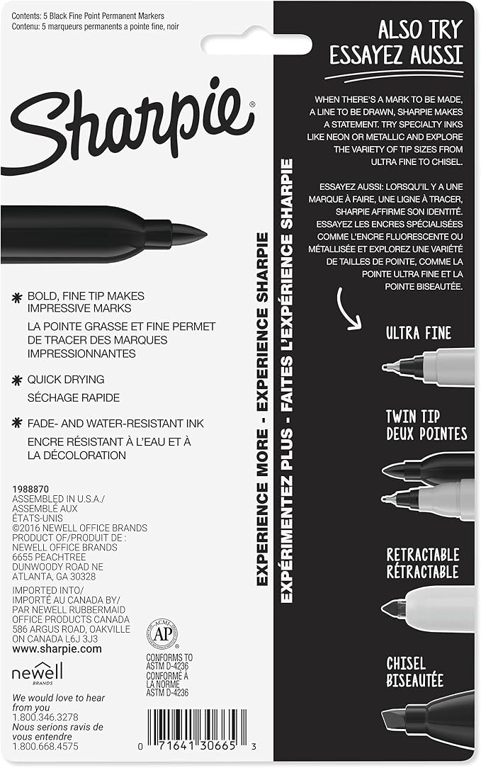 Sharpie Permanent Markers, Fine Tip, Fade Resistant - Image 7