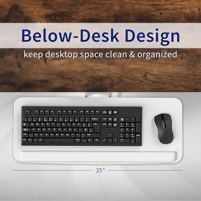 VIVO Adjustable 25 x 10 inch Computer Keyboard and Mouse Platform Tray Ergonomic Under Table Desk Mount Drawer Underdesk Shelf, White, MOUNT-KB03W-DeskLoop Office