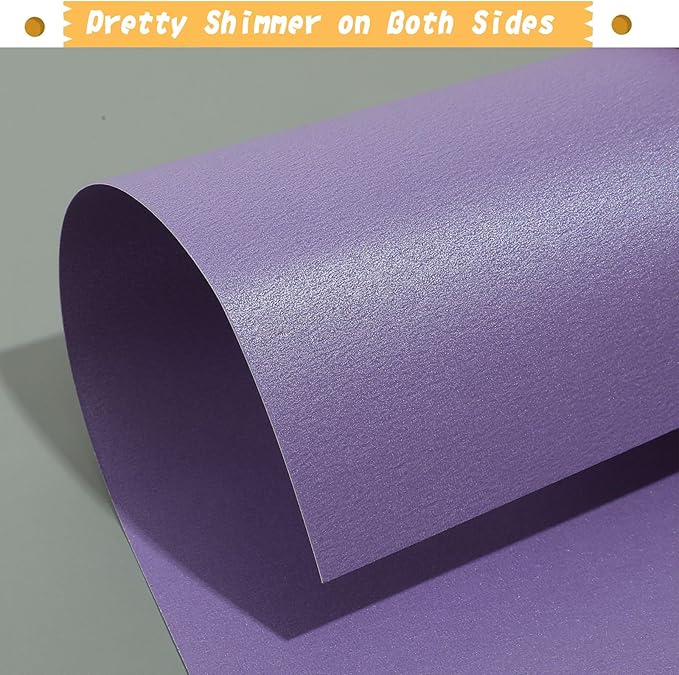 120 Sheets Purple Shimmer Cardstock 8.5 x 11 Inch Metallic Paper, 250gsm/92lb Double Sided Card Stock Pearlescent Paper for Invitations, Certificates, Crafts, DIY Cards-DeskLoop Office