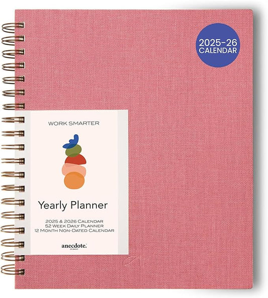 Anecdote Planner 2025 (8.5" x 10") Spiral Yearly Planner - 2025 Planner Weekly and Daily - Features a Library Buckram Cover, Brass and A4 Size Bleed-Resistant Paper - Organize All 52 Weeks. Start Anytime – Blossom-DeskLoop Office