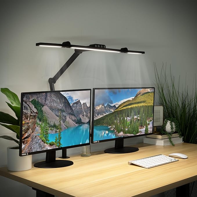 Mount-It! LED Desk Lamp with Adjustable Swing Arms and Clamp Base, Touch Control, Stepless Dimming, and 5 Color Temperatures, Eye-Caring Lighting for Work, Study, and Crafting-DeskLoop Office