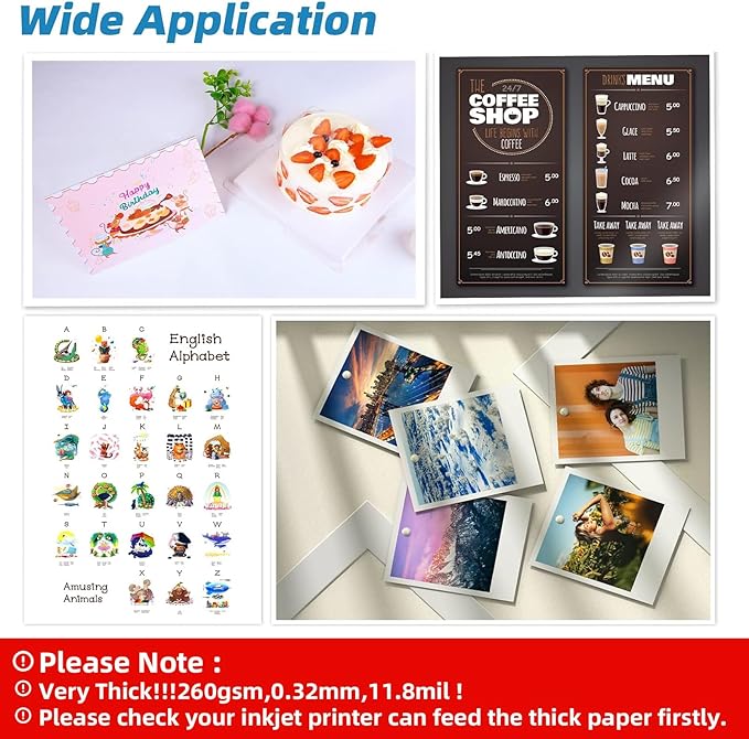 Uinkit Thick Photo Paper Glossy Double Sided 100 Sheets 8.5x11 Heavyweight 68lb 260gsm Inkjet Both Sides Printable 11.8mil A4 Letter size Flyer Bulk Pack 8.5 x 11 Card paper postcard postal A189-DeskLoop Office