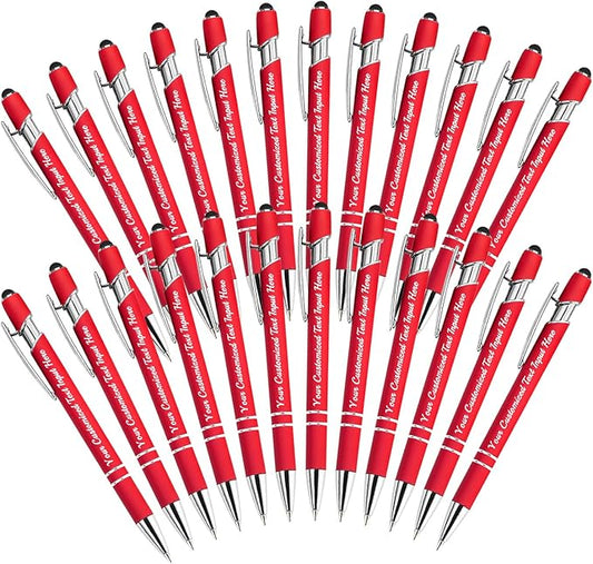 Personalized Ballpoint Pen 24pcs, Custom Pens Free Engraved Bulk with Name Logo, Soft Black Ink Stylus with Touch Metal Office, Gift for Anniversaries, Graduations, Birthdays-DeskLoop Office