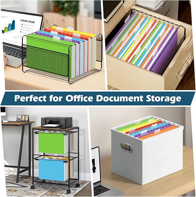 30 Pack Hanging File Folders Letter Size, Assorted Hanging Folders with 1/5-Cut Adjustable Tab, 1 Inch Expansion, Extra Capacity Hanging File Folders, Perfect Office, Home, Classroom Supplies-DeskLoop Office