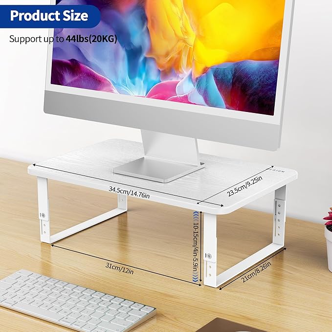 BESIGN MS01 Monitor Stand Riser, Height Adjustable Laptop Stand, Computer Monitor Stand for Monitor, Computer,Laptop,Printer (White)-DeskLoop Office