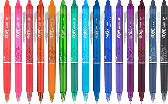 Pilot FriXion Erasable Gel Pens, Fine Point 0.7 mm Erasable Pens, Pack of 15 Assorted Colors-DeskLoop Office