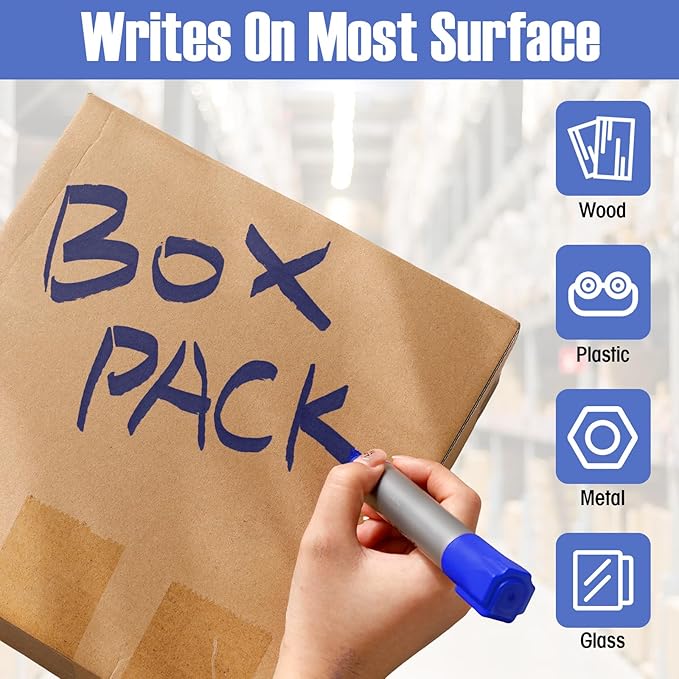 Fuutreo 32 Pcs Jumbo Permanent Markers Bulk Large Chisel Tip Permanent Markers Waterproof Jumbo Pens Quick Drying Office Teacher Supplies(Blue)-DeskLoop Office