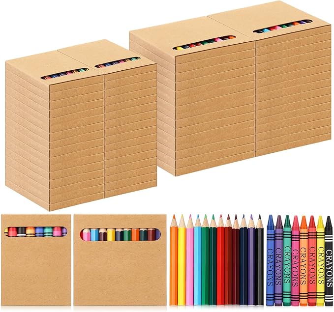 60 Sets Bulk Back to School Supplies, Colored Pencils Pre-Sharpened and Crayons Holiday Bundle in Box Mini Pencils Crayons Bulk Classroom Teacher Supplies, Cute Back to School Gifts-DeskLoop Office