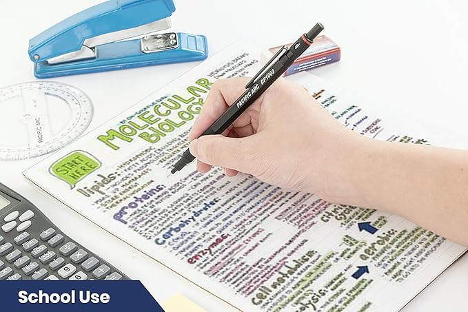 Pacific Arc Chromagraph Metal Mechanical Pencil .3 mm Black Barrel Mechanical Pencil with Built In Lead Pencil Grade Indicator, Lead Pencil Holder for Drafting, Sketching, and Drawing-DeskLoop Office