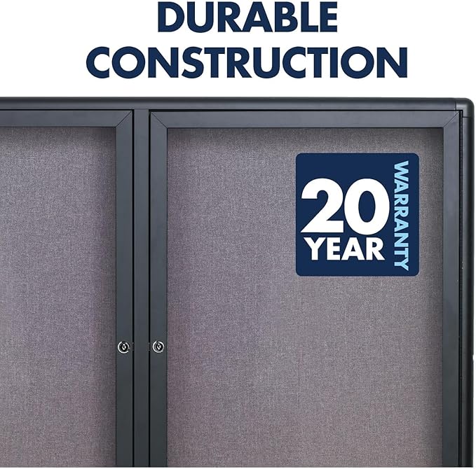 Quartet Enclosed Radius Fabric Bulletin Board, 6' x 4', 3 Door, Graphite Frame (2367L)-DeskLoop Office