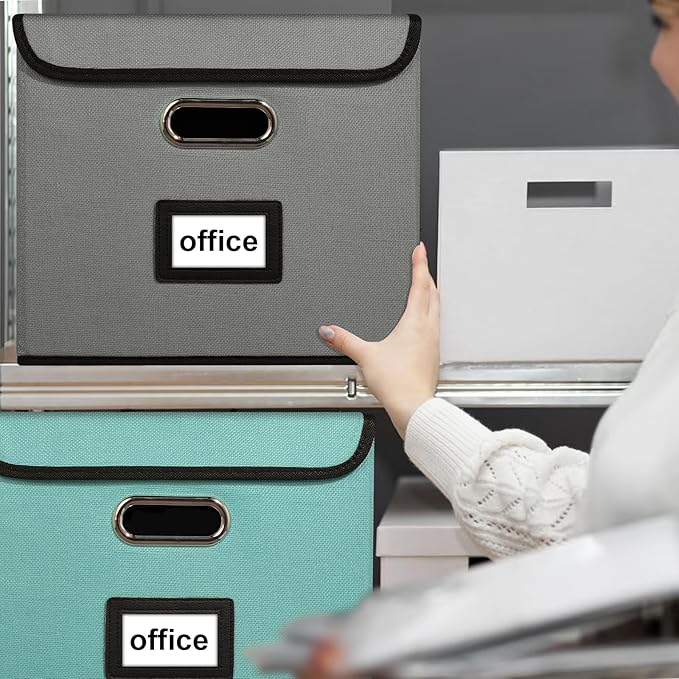 Huolewa Portable File Organizer Box with Lid, Stylish Filing Box Organizer Cabinet For Hanging File Folders, Universal Hanging Filing & Storage Boxes with Plastic Slides for Office/Decor/Home-DeskLoop Office