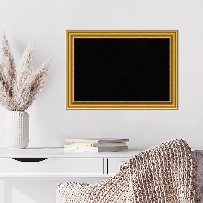 Amanti Art Black Cork Board for Wall, 20x28 Vision Board with Gold Wood Frame, Medium Corkboard Office Decor for Home Organization, Traditional Corkboard Pinboard to display items for home-DeskLoop Office