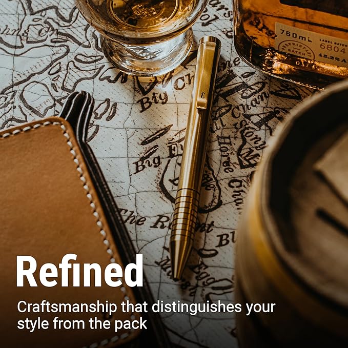 Everyman Brass Grafton Mini Twist EDC Pen with Refillable, Pocket-Size Metal Body, Luxury Mini EDC Ink Pen, Cartridge Compatible Design, Ideal Gift for Office, Business, Executive-DeskLoop Office