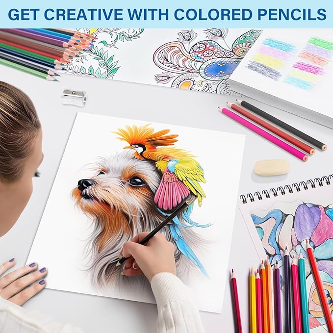 V-Opitos 48 Pack Colored Pencils Set, Pre-sharpened Coloring Pencils for Kids Beginners, Colored Pencils for Adult Coloring Books, Ideal Art Supplies for Sketching, Coloring & Painting-DeskLoop Office
