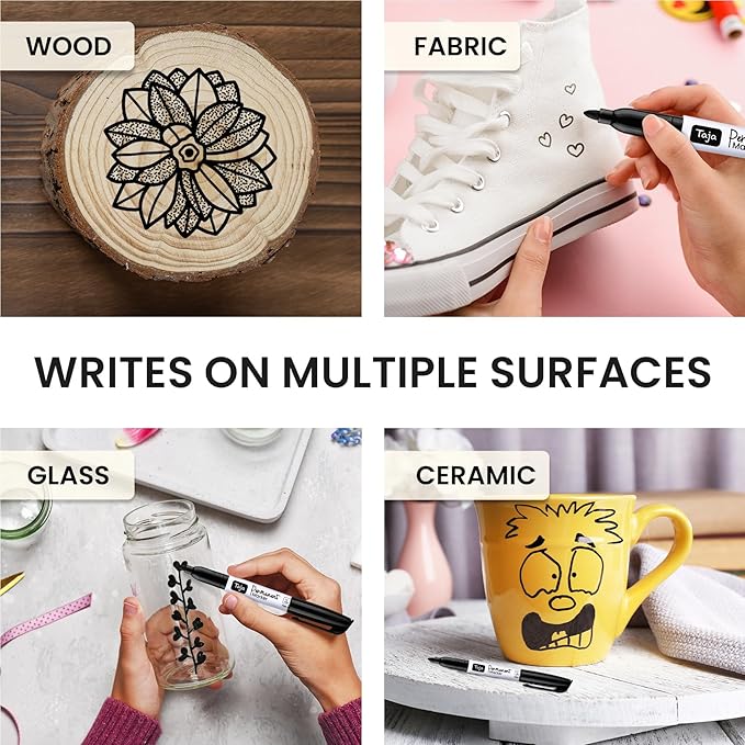 Permanent Markers Fine Tip, 30 Pack Black Quick-Drying and Fade-Resistant Permanent Markers Bulk Set for Writing and Drawing on Wood, Plastic, Metal, Glass, Stone, Ideal for Office School Supplies-DeskLoop Office