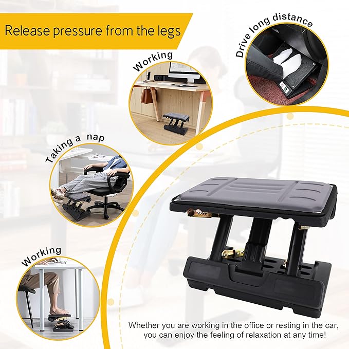 Adjustable Foot Rest Under Desk, Ergonomic Foot Stool for Office Use with Massage (PB-Gray)-DeskLoop Office