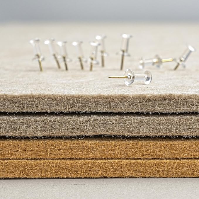 Large Bulletin Board - 60 x 48 Inches, Decorative Felt Pin Board for Wall - 5' x 4' Foldable Photo Display Board with Self-Adhesive Tape, Includes 20 Push Pins - Beige Brown