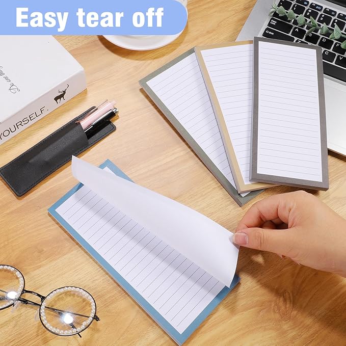 4 Pack Magnetic Note Pad for Fridge with Pen Holder, Totally 200 Sheets Magnetic To Do List, Grocery List, Shopping List, Memo Pads for Refrigerator(Dark Color)-DeskLoop Office