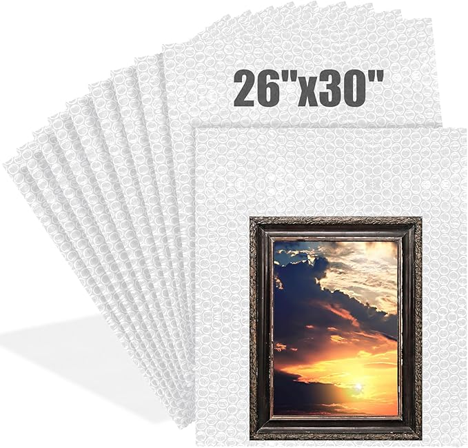 10 Pack 26 * 30 Inch Extra Large Bubble Pouches Clear Bubble Pouch Wrap Bags for Packing Shockproof Cushioning Wrap Bag for Shipping Moving Fragile Dishes China Plates Painting Fragile Items-DeskLoop Office