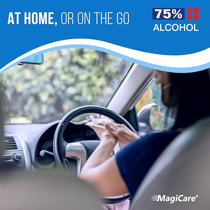 MagiCare 75% Large Alcohol Wipes (4-80ct Packs) - Alcohol Hand Sanitizing Wipes, Premium - Unscented Hand Wipe, Sanitizer Wipe - Travel, Home, Classroom, Camping - 4 Soft Packs (320pcs)-DeskLoop Office