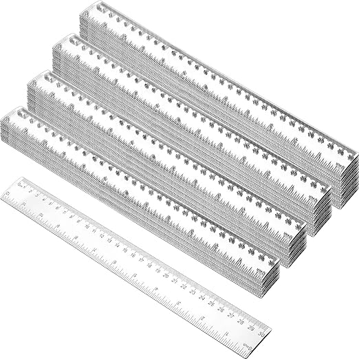 Zonon 60 Pieces 12 Inch Ruler Bulk Clear Plastic Flexible Straight Metric Rulers with Centimeters and Inches Drafting Measuring Tool for Classroom School Students Education-DeskLoop Office