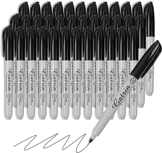Ultra Fine Point Black Permanent Markers, 36 Pack Ultra Fine Point Black Permanent Marker set, Works on paper, Plastic, Stone, Glass, Metal-DeskLoop Office