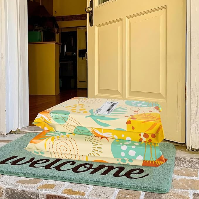 Colorful Leaves Poly Mailer 10x13 Inch 25 Pcs, Waterproof Shipping Bags for Clothing, Tear-Resistant Mailier Bags, Strong Mailing Bags with Self-Seal-DeskLoop Office