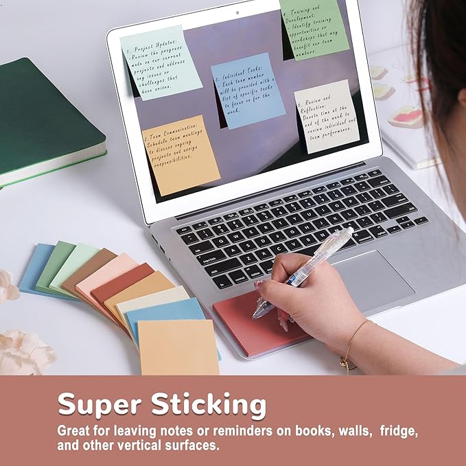 (24 Pack) Sticky Notes 3x3 in., Sticky Note Pads, Vintage Colors Self-Stick Notes Pads, Strong Adhesive, Recyclable, Easy to Post for Home, Office, Notebook-DeskLoop Office