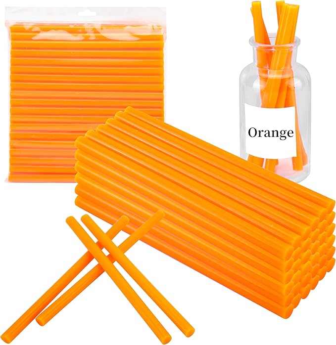 MATUFF 52 Pcs Orange hot Glue Sticks Full Size 0.43” Dia x 8” Long, Colored Hot melt Glue Sticks, All-Purpose Glue Sticks for Halloween Pumpkins Crafts Make, DIY Art Craft Repair Bonding-DeskLoop Office