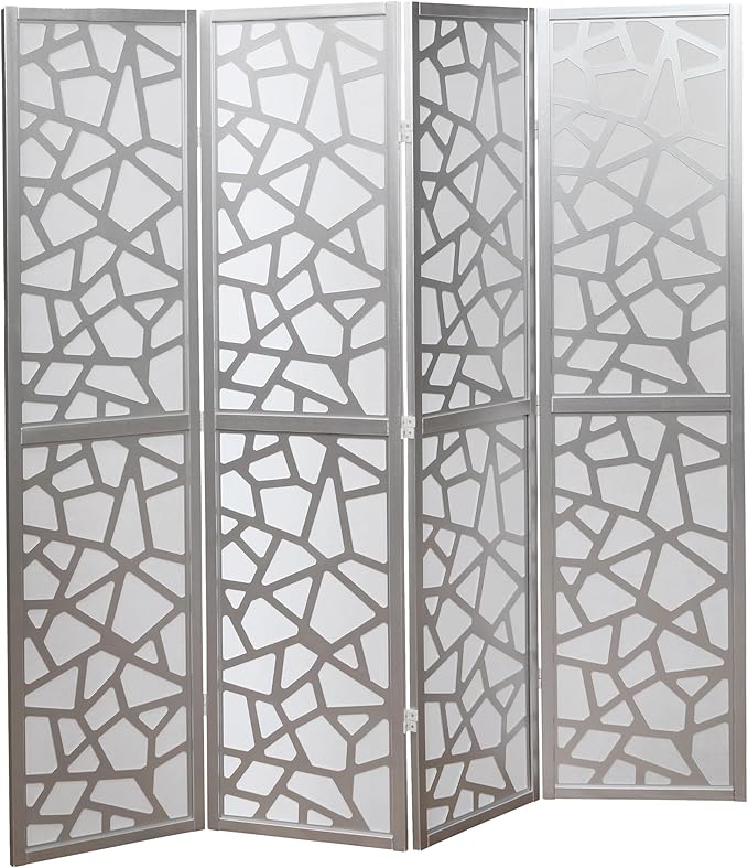 NicBex Room Divider 4 Panel Room Dividers with Paper-Looking Partition Room Dividers and Folding Privacy Screens Wall Divider for Home, Office, Room Separation,70" W x 1" D x 70" H, Silver-DeskLoop Office