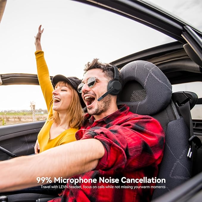 LEVN Trucker Headset, Trucker Bluetooth Headset with Noise Cancelling Microphone & Mute Button, Bluetooth Headsets V5.2 Multipoint for Work from Home/Cell Phone/Computer/Zoom/Teams/Truck Driver-DeskLoop Office