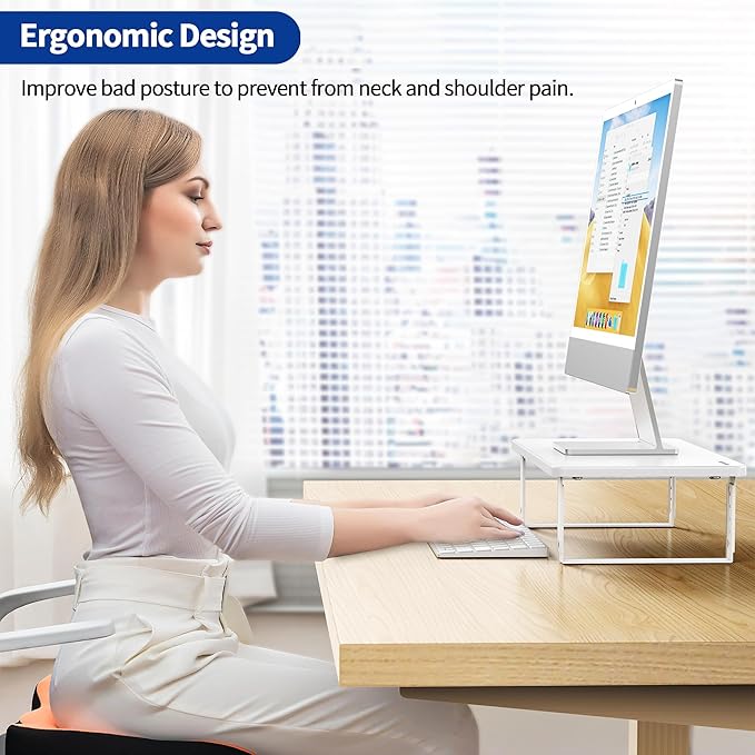 BESIGN MS01 Monitor Stand Riser, Height Adjustable Laptop Stand, Computer Monitor Stand for Monitor, Computer,Laptop,Printer (White)-DeskLoop Office