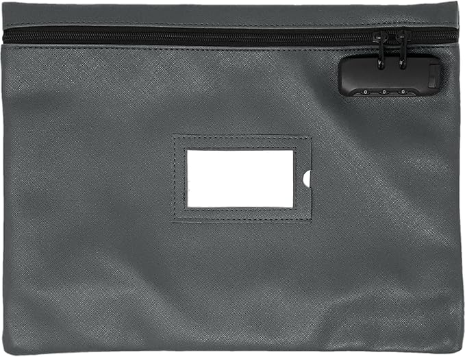 Grey Notary Bag | 14x11 inch | Locking Document Case with Zipper | Carrying Case for Notary Kit, Stamp, Embosser, Ink Pad, and Valuables-DeskLoop Office