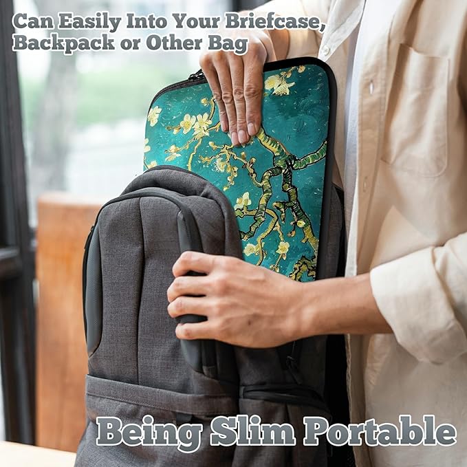 Laptop Sleeve Case Bag 15 inch, Art Plum Blossom Slim Carrying Case Durable Handbag Travel Laptop Bag for 15 inch MacBook Air M3/M2/15 Pro/Surface Laptop 7/6/5/4/3/ Dell XPS 15 Plus