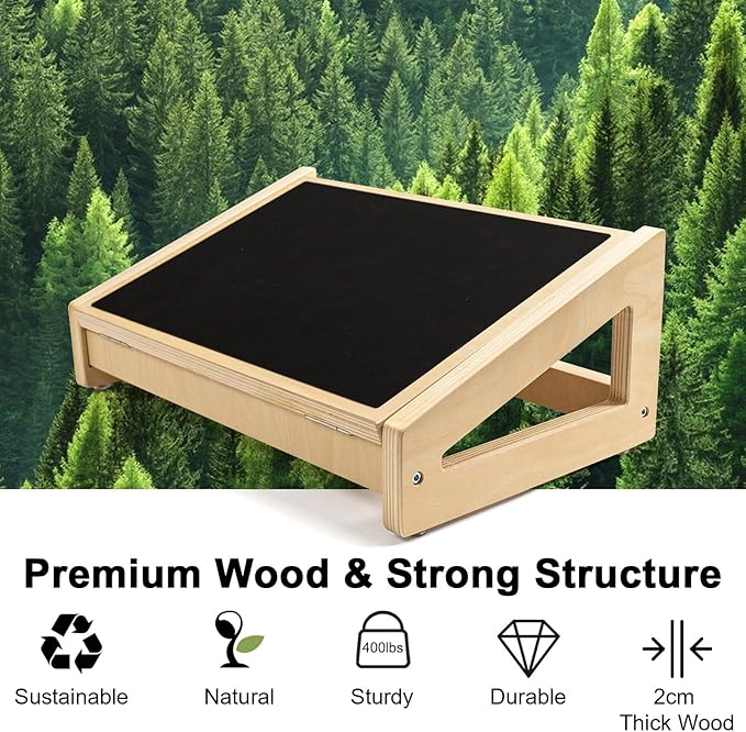WOOD CITY Foot Rest for Under Desk at Work, 3 Heights Adjustable Footrest with Silicone Surface, 2 in 1 Foot Stool Improve Posture, Reduce Fatigue & Pain, Ideal for Home/Office/Gaming (Natural)-DeskLoop Office