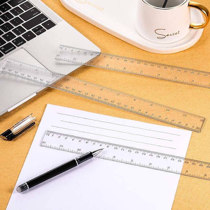 Chuangdi 20 Pieces 12 Inch Rulers Bulk Plastic Colorful Rulers for Kids Student Classroom School Office(Classic,Clear Color)-DeskLoop Office