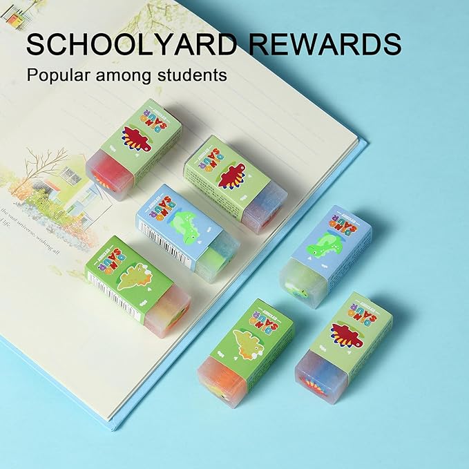 18Pcs Cute Dinosaur Erasers for Kids Bulk, Kawaii Fun Pencil Jelly Erasers for School Classroom Supplies Prize Gifts Party Favors-DeskLoop Office