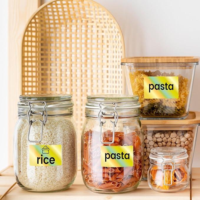 2.25x1.25 Inch Thermal Labels Gold, Holographic Sliver Barcode Thermal Labels for Thermal Printer and Small Business, Multi-Purpose Rectangle Stickers, 500 Sheets/Roll-DeskLoop Office