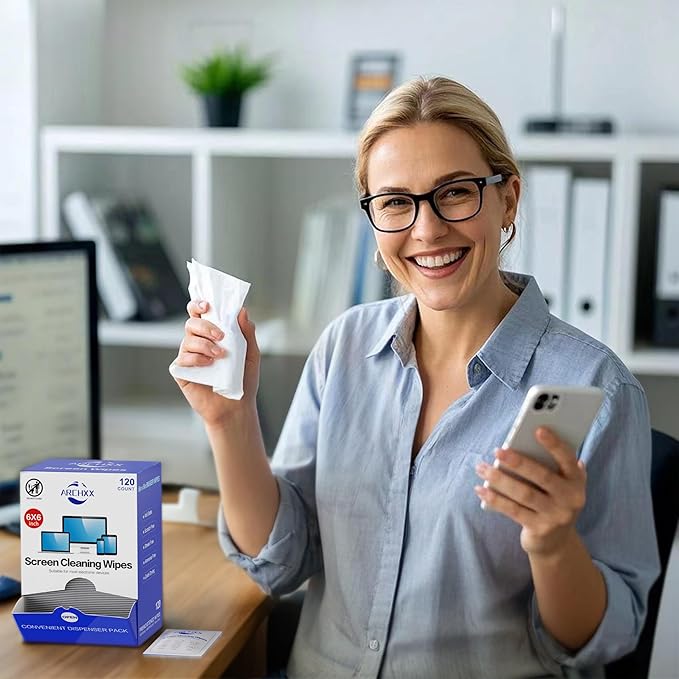 Screen Wipes for Electronics, 240 Count 6"x6" Pre-Moistened Screen Cleaner for Screens, Computer,Laptop,Tablet,Phone,Monitor,Car Screen Cleaner, Lens Wipes Individually Wrapped-DeskLoop Office