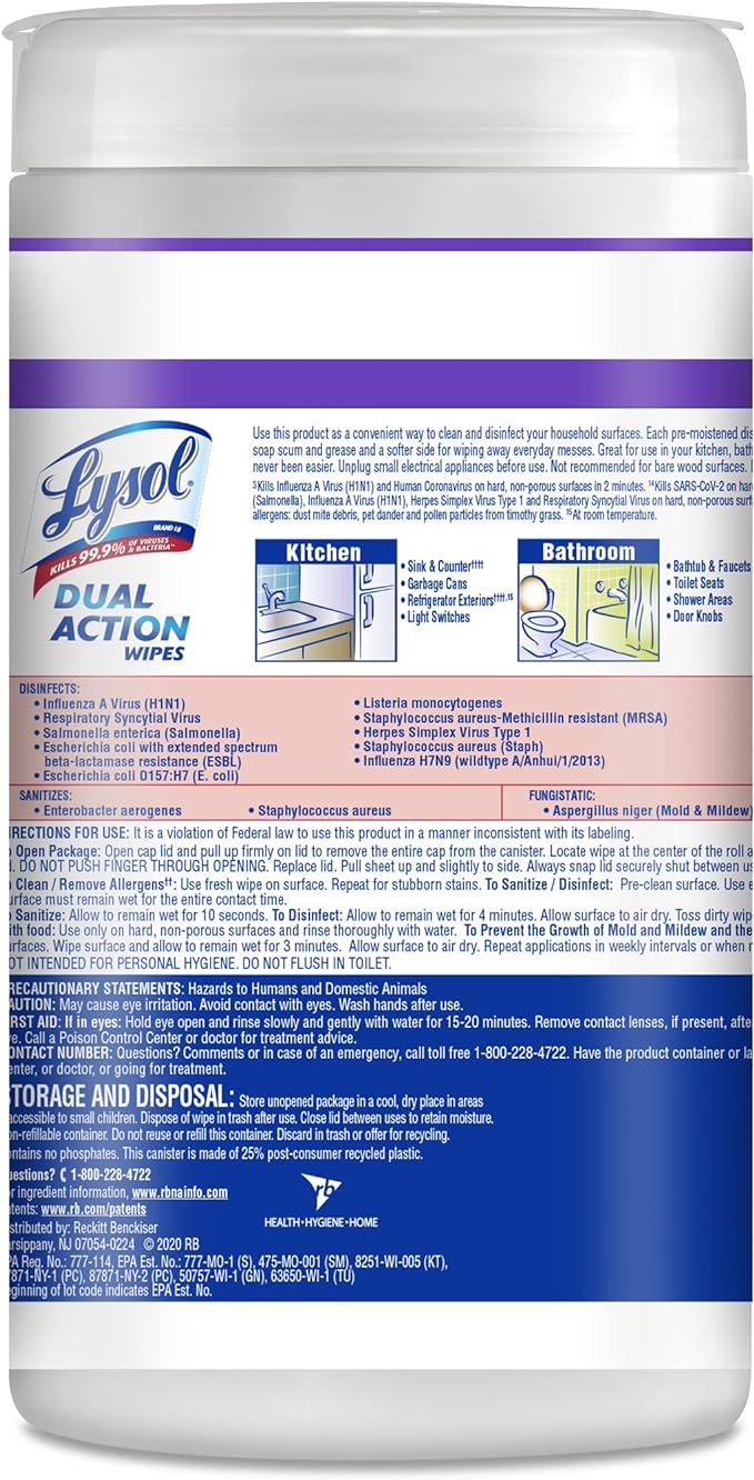 Lysol Dual Action Disinfectant Wipes, Multi-Surface Antibacterial Scrubbing Wipes, For Disinfecting and Cleaning, Citrus Scent, 75ct (Pack of 4), Packaging May Vary-DeskLoop Office