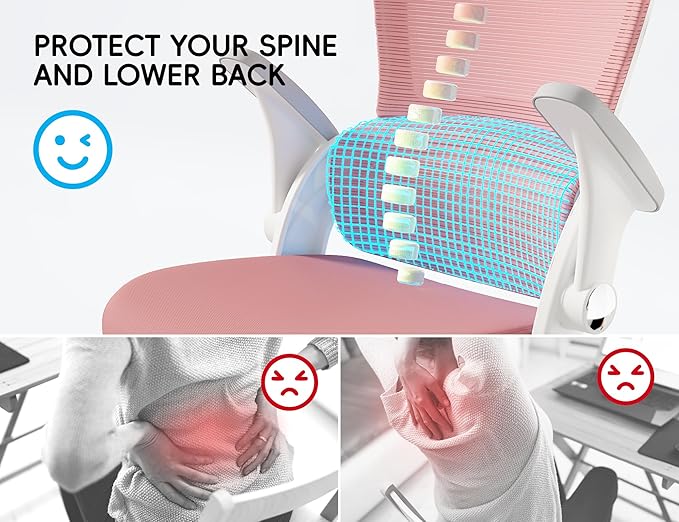 TRALT Office Chair - Ergonomic Office Chair with Back Support, Computer Chair - Home Office Desk Chairs, 330lbs Wide Seat Big and Tall Office Chairs with Headrest, Comfy Desk Chairs (Pink)-DeskLoop Office