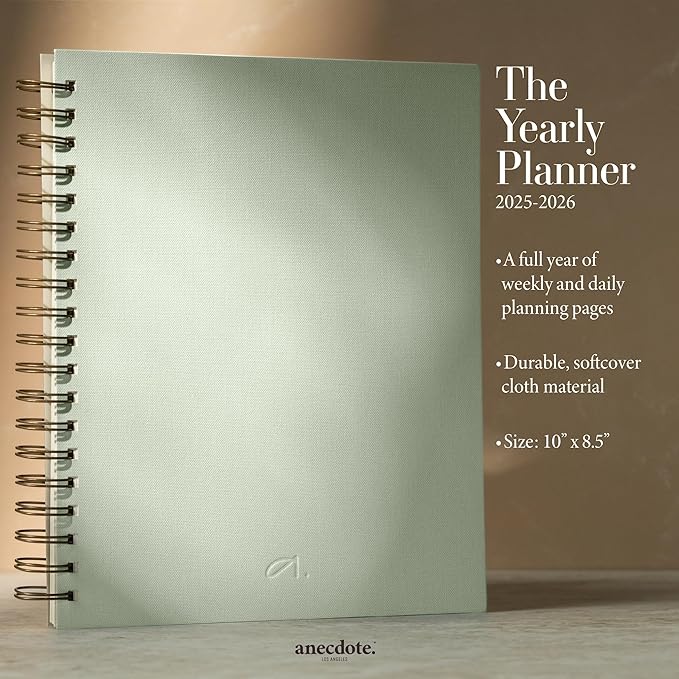 Anecdote Planner 2025 (8.5" x 10") Daily Planner Weekly Monthly Planner - 52 Weeks w/Library Buckram Cover, Brass Spiral - A4 Size Bleed-Resistant Paper – Dutch Blue-DeskLoop Office