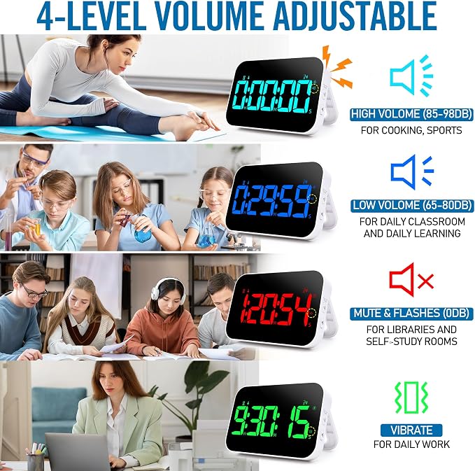 Kitchen Timer(1.5" Number)with Voice Reminder, 10 RGB Color Changing Digital - Image 9